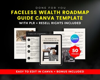 Faceless Wealth Guide: Canva Ebook Template with Reels (PLR)