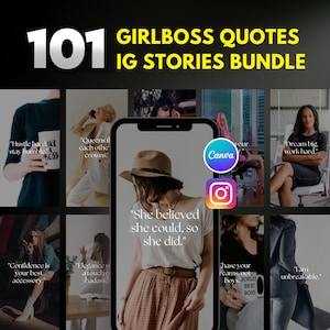 101 Instagram Girl Boss Story Quotes Dark l Canva Editable Quotes Template | Instagram Story Quotes l Ladyboss, BossBabe Motivational Quotes