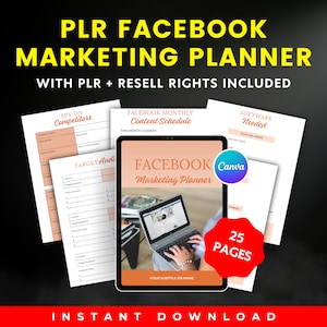 Planificador de marketing de Facebook: Plantilla editable de Canva (A4 imprimible)