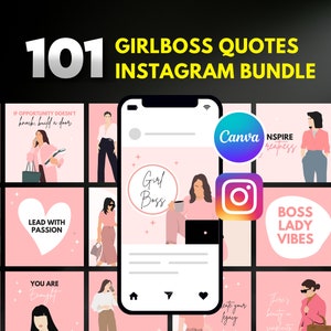 101 Girlboss Instagram Quotes Template Bundle l Editable Quotes Templates | Instagram Post Quotes l Ladyboss BossBabe Motivational Quotes