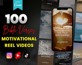 キリスト教のモチベーションを高める動画100選：ソーシャルメディア向け聖書の一節（Canvaで編集可能）