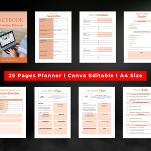 Puede incluir: Un planificador de marketing de Facebook de 25 p&aacute;ginas en formato digital. El planificador est&aacute; dise&ntilde;ado para ayudar a las empresas a planificar y hacer un seguimiento de sus esfuerzos de marketing de Facebook. El planificador incluye secciones para el p&uacute;blico objetivo, el an&aacute;lisis de la competencia, la programaci&oacute;n de contenido y las auditor&iacute;as de p&aacute;ginas.