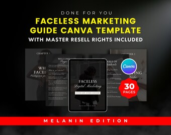 MRR Faceless Marketing Guide: Melanin Theme, Lead Magnet (Canva Template)