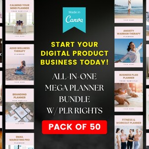 PLR All-In-One Planner Bundle l Pack of 50 Planner Templates l Start Your Digital Product Business l Resell Rights Included l PLR Bundle