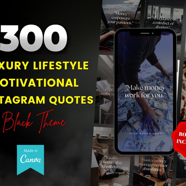 300 Luxury Lifestyle Motivational Quotes Pack I Engaging Money, Wealth, Success Quotes I Canva Editable  I Instagram Story Quotes Templates