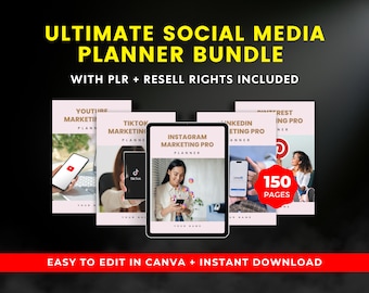 PLR Social Media Planner Bundle: Canva Templates for Content Creators