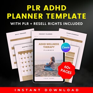 PLR Resell ADHD Digital Planner I A4 Size I Printable ADHD Planner Template I Canva Editable Digital Template I Plr Planner Canva Template