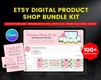 Pacchetto kit del negozio Etsy l Kit di branding del negozio di prodotti digitali Etsy l Modelli di mockup delle inserzioni Etsy, Banner del negozio Etsy, Kit di branding del negozio Etsy 2