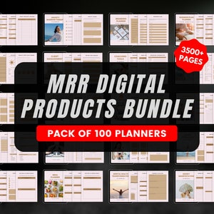 MRR PLR Bundle for Passive Income, Pack of 100 Planner Canva Templates, 15+ Niches, Master Resell Rights, PLR Bundle, mrr Digital Products