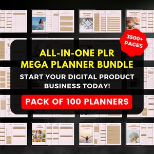 PLR Mega Planer Bundle: 100 Canva Vorlagen, Wiederverkaufsrechte (Digitaler Download)