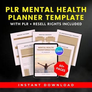 Mental Health Transformation Planner: A4 Printable Journal (Canva Editable, PLR)