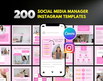 Instagram Templates: 200 Social Media Manager Posts (Canva Editable)