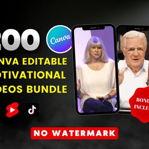 200 Canva Editable Motivational Videos for Instagram Reels, Tiktok videos, YouTube Shorts without watermark l Video Content for Life Coaches
