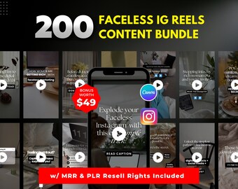 200 Faceless Reels | Canva Video Templates with MRR