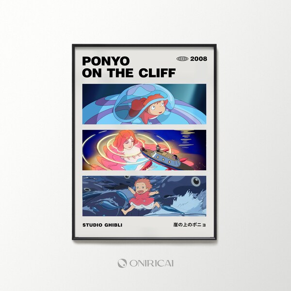 Ponyo Poster Best Secenes Studio Ghibli Decor Anime Wall Art Aesthetic Print Scene Illustrations Room Decor Digital Download Painting