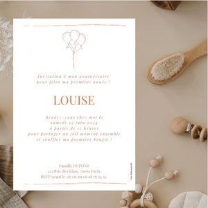 Carte d'Invitation pour Premier Anniversaire - Personnalisable et Imprimable