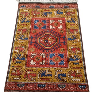 Handcrafted Vintage Wool Oushak Area Rug, Blue Ivory Floral Carpet, Handwoven Persian Style Rug, Rustic Decor, Oriental Vintage Carpet