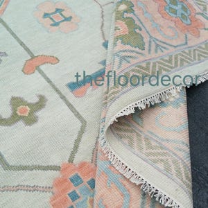 Oushak Rug, Hand-Knotted Turkish Area Rug, Vintage Style, Boho Decor, Living Room, Natural Fiber, Home Accent, Unique Design
