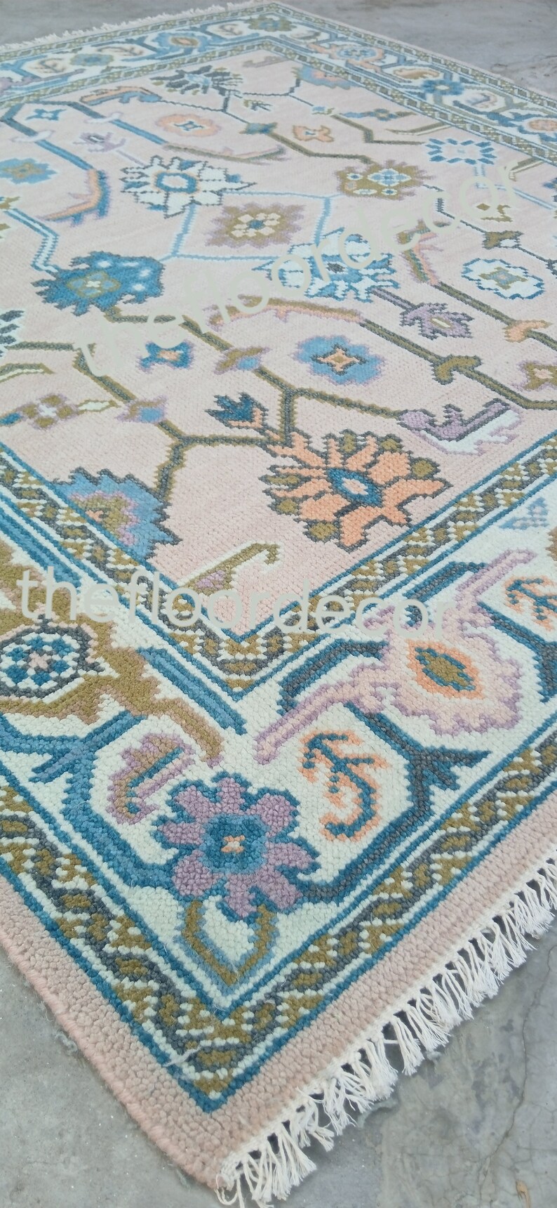 Pink Turkish Style Traditional Hand Knotted Oushak Rug Fast Delivery ...