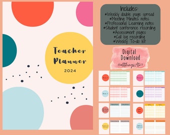 Teacher Diary / Teacher Planner - Coloured Dots