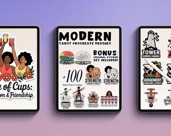 Modern Tarot Procreate Stamp Brushes (Full Deck!) | Inclusive Diverse Digital Art Kit | Contemporary Esoteric Illustration Brushes |