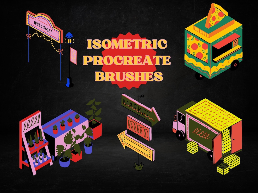 Home, Office & Shop Isometric Procreate Stamp, Isometric Vector ...