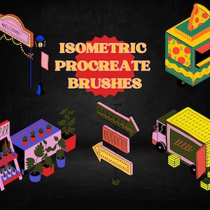 Home, office & shop Isometric Procreate Stamp, Isometric Vector Illustration For Procreate