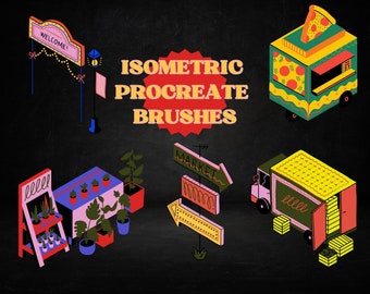 Home, office & shop Isometric Procreate Stamp, Isometric Vector Illustration For Procreate
