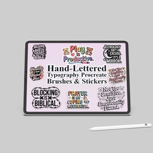 Soulful Sayings Procreate Stamp Brushes | Modern Hand-Lettered Typography | Self-Care Astrology Quotes | Digital Planner & Journal Stickers
