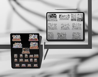 Witchy Apothecary Shelf Bundle | Digital Stickers & Procreate Stamps | Magic Clipart Outline Brushes | Planner and Art Pack