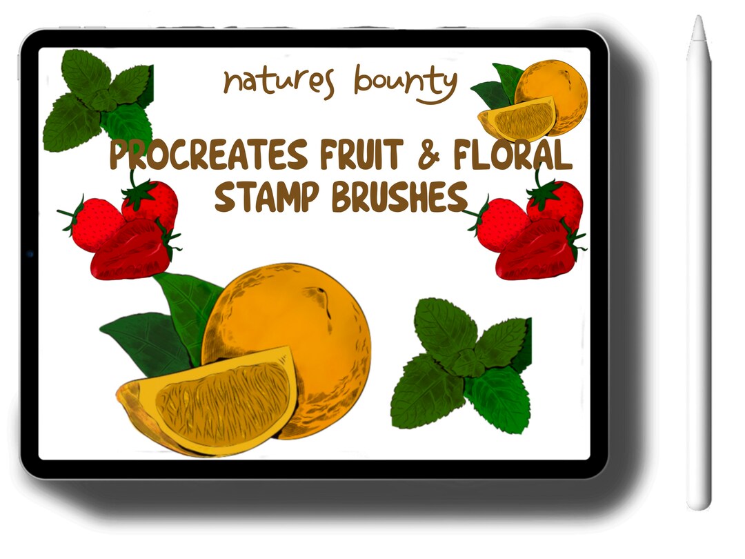 35 Procreate Fruit & Floral Hand-drawn Stamp Brushes,strawberries ...
