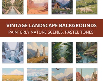 300+ Vintage Pastell Landschaft Hintergründe | Ästhetische Naturszenen | Romantische Malerische Kulissen für Journals & Collage Art