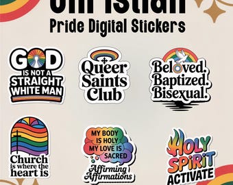 Christian Pride Digital Stickers | Queer Affirming Faith | Holy Queer Glory Journal Planner Set | Goodnotes & Notability Compatible PNGs
