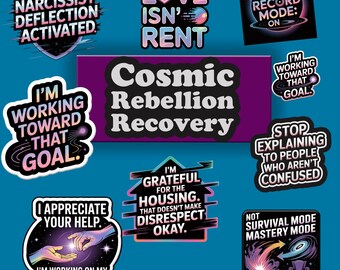 Cosmic Rebellion Recovery Digital Sticker Kit - Narcissistic Abuse Healing & Empowerment Planner Stickers - Boundary Setting Self-Care Tools
