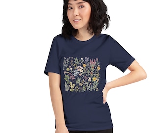 Vintage Cottagecore Shirt - Goblincore Nature Design - Boho Wildflowers - Herfst - Botanische tuinliefhebber - Groene heks - Engelse stijl