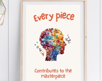 Neurodiversity Poster Wall Decor Art, Vertical Brain Masterpiece, Printable ,Unique Mind Illustration, Neurological Diversity, Creative Gift