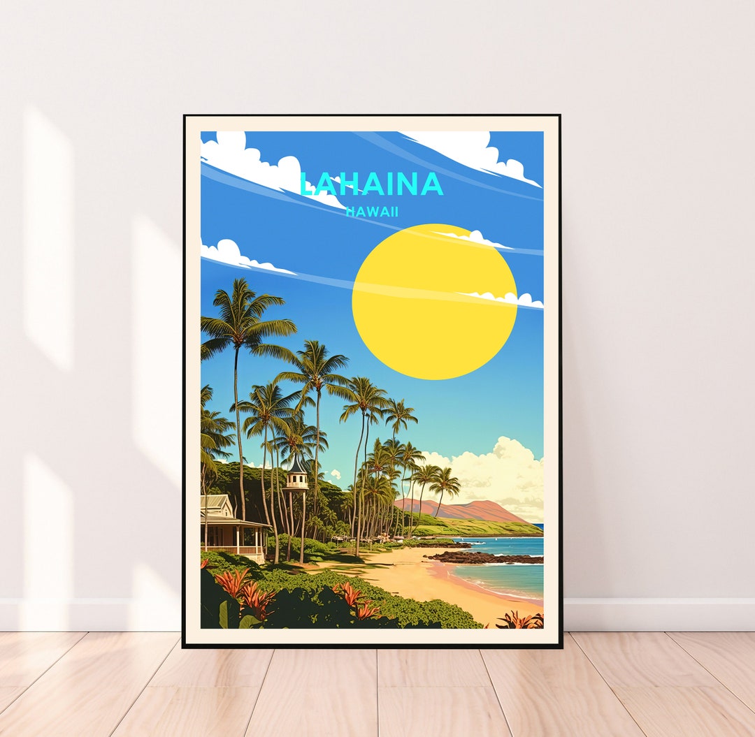 Lahaina Poster, Lahaina Print, Hawaii Poster, Hawaii Travel, Cityscape
