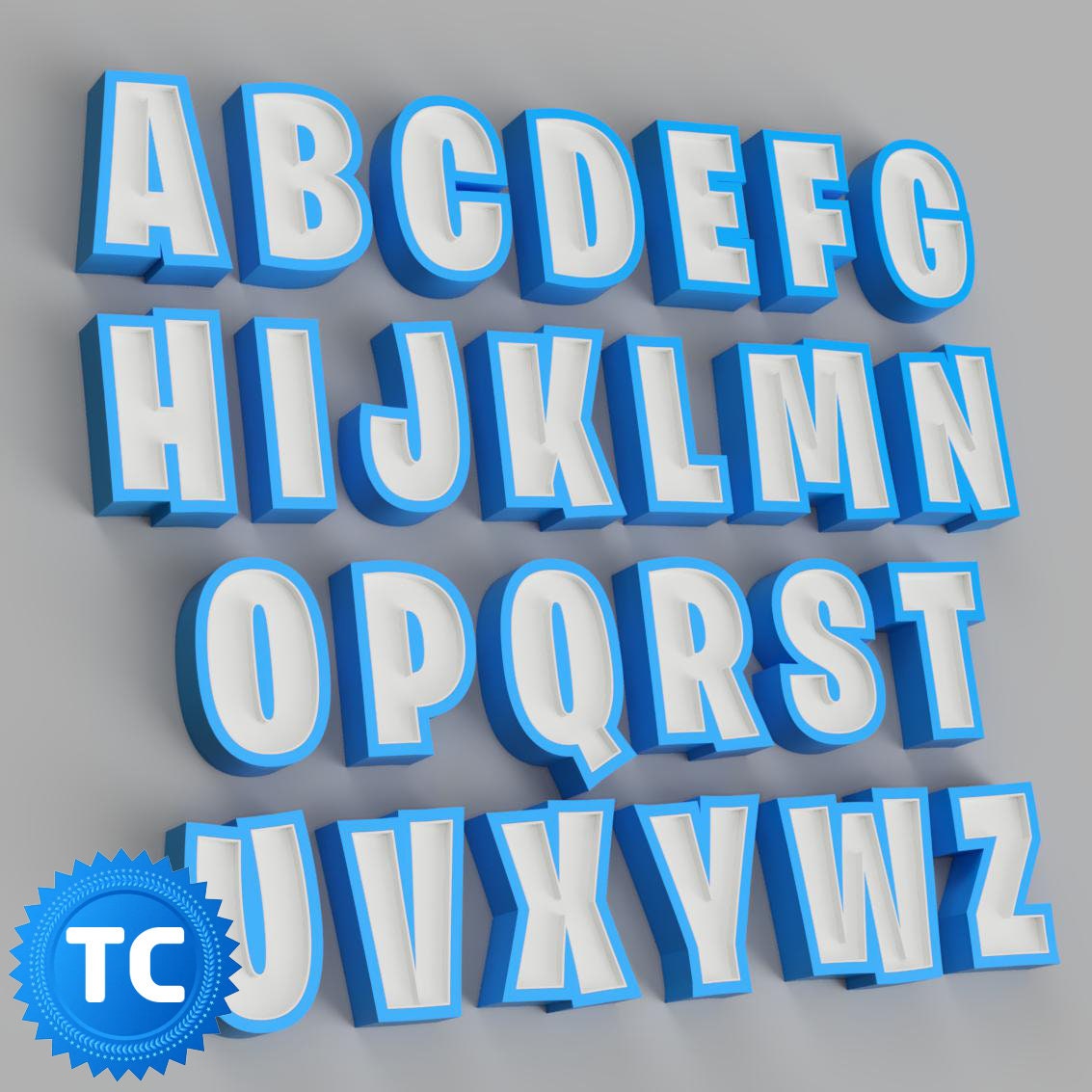 TVOKIDS Uppercase Alphabet 3D Printed Letters Logo 3D Printing 