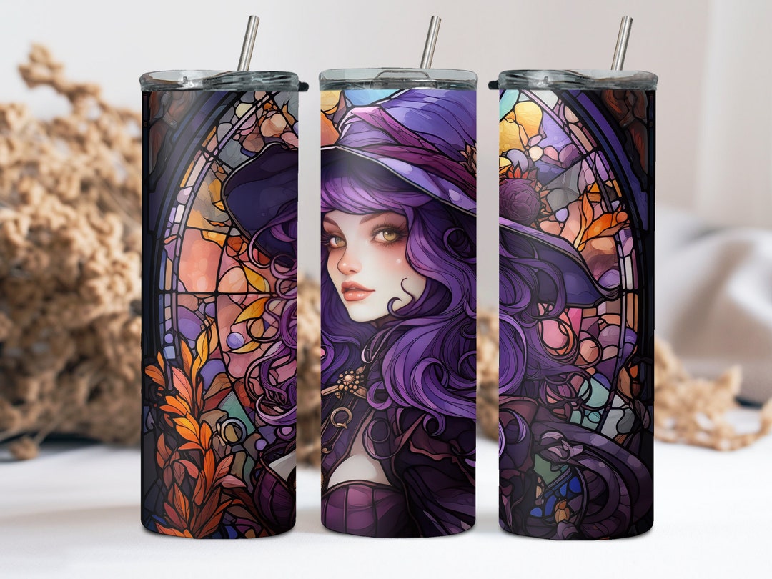 Schöne Hexe Blumen Buntglas Tumbler Wrap 20 oz & 30 oz Skinny - Etsy.de