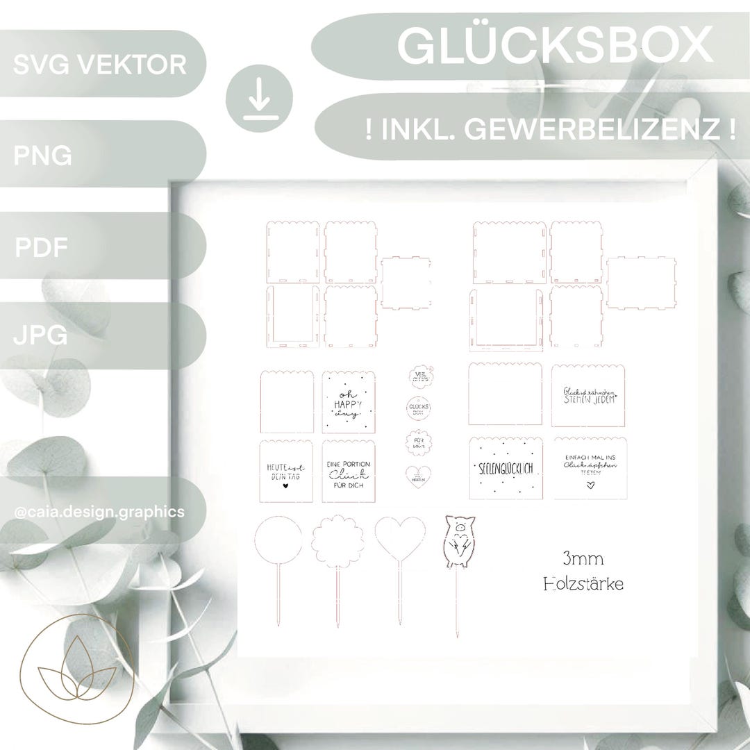 SVG LASER FILE LUCKY BOX Including Commercial License Basket Packaging ...