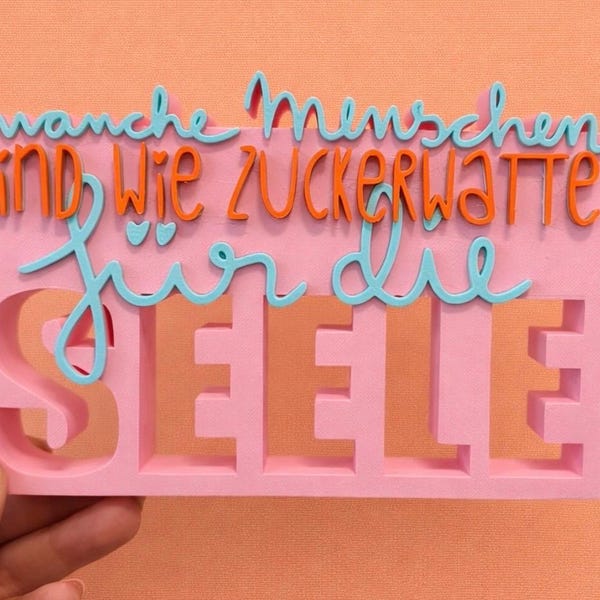 3MF | 3D | Cotton Candy Saying Gift Idea 3D Print incl. Commercial License Bambulab Print Colored Lettering Valentine's Day Love Sweetheart