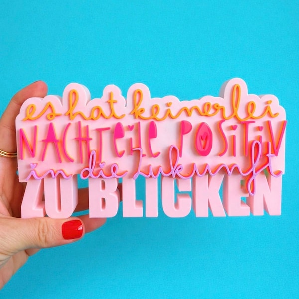 3MF | 3D | POSITIVE 3D incl. commercial license Bambulab print colored lettering gift idea positive thinking no disadvantages optimist