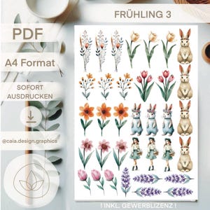 PDF | KERZENDATEI | FRÜHLING kerzenvorlage kerzentattoo digitale Datei wasserschiebefolie Hase Blumen Frühlingserwachen Blüten inkl Lizenz