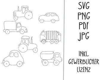 pdf jpg svg png cars laser file plotter file garbage truck tractor car vehicles caketopper