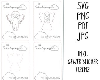 svg png pdf jpg laserdatei inkl. gewerblicher Lizenz Schutzengel zum stecken Schutzengelkarte Engel holzkarte