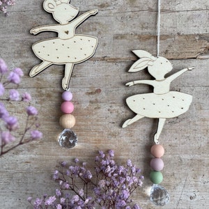Fichier laser SVG png pdf dxf jpg incluant une licence commerciale attrape-soleil ballerine suspension lapin souris crèche anniversaire enfants