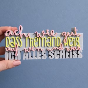 3MF | 3D | ¡Qué bien que nadie sepa de qué hablo! Idea de regalo: impresión 3D con licencia comercial incluida. Impresión Bambulab con letras de colores. Trabajo molesto.