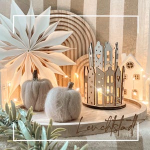 SVG | LASERDATEI | Häuser motive Lichterstadt Stadt einfach klein digitale Datei inkl Gewerbelizenz Haus Dorf Vector Lampe geschenkidee