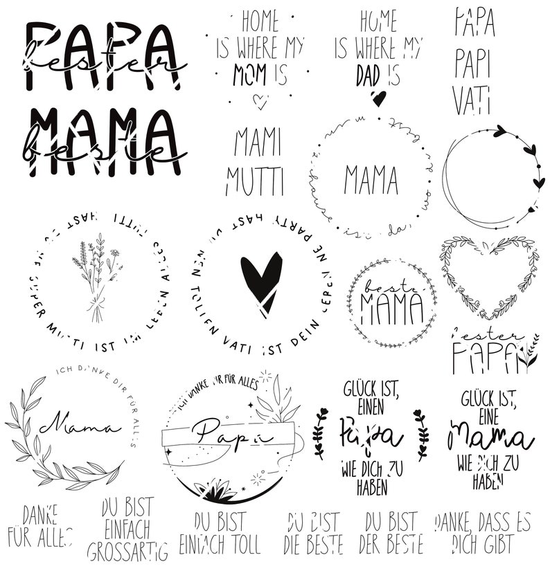 SVG png pdf jpg dxf Muttertag Vatertag danke, dass es sich gibt laserdatei plotterdatei inkl. gewerblicher Lizenz beste Mama bester Papa Bild 3