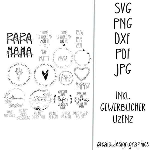 SVG png pdf jpg dxf Muttertag Vatertag danke, dass es sich gibt laserdatei plotterdatei inkl. gewerblicher Lizenz beste Mama bester Papa